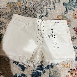 Express White Lace-Up Jean Shorts